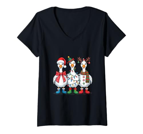 Damen Design für Weihnachten und Winter lustige Gans T-Shirt mit V-Ausschnitt Damen Design für Weihnachten und Winter lustige Gans T-Shirt mit V-Ausschnitt von Happy christmas frohe Weihnachten lustige Gans