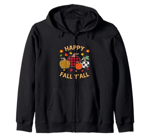Herbst Kürbis Frauen Happy Fall Y'all Buffalo Plaid Leopard Kapuzenjacke Herbst Kürbis Frauen Happy Fall Y'all Buffalo Plaid Leopard Kapuzenjacke von Happy fall y'all autumn Vibes pumpkin women tees