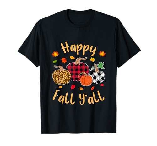 Herbst Kürbis Frauen Happy Fall Y'all Buffalo Plaid Leopard T-Shirt Herbst Kürbis Frauen Happy Fall Y'all Buffalo Plaid Leopard T-Shirt von Happy fall y'all autumn Vibes pumpkin women tees