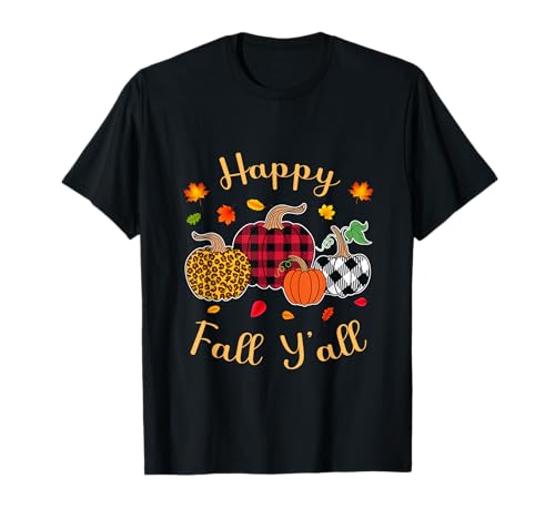 Herbst Kürbis Frauen Happy Fall Y'all Buffalo Plaid Leopard T-Shirt Herbst Kürbis Frauen Happy Fall Y'all Buffalo Plaid Leopard T-Shirt von Happy fall y'all autumn Vibes pumpkin women tees