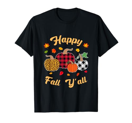 Herbst Kürbis Frauen Happy Fall Y'all Buffalo Plaid Leopard T-Shirt Herbst Kürbis Frauen Happy Fall Y'all Buffalo Plaid Leopard T-Shirt von Happy fall y'all autumn Vibes pumpkin women tees