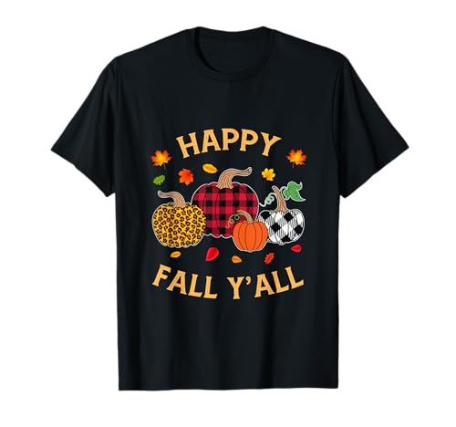 Herbst Kürbis Frauen Happy Fall Y'all Buffalo Plaid Leopard T-Shirt Herbst Kürbis Frauen Happy Fall Y'all Buffalo Plaid Leopard T-Shirt von Happy fall y'all autumn Vibes pumpkin women tees