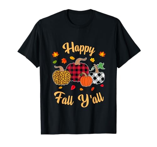 Herbst Kürbis Frauen Happy Fall Y'all Buffalo Plaid Leopard T-Shirt Herbst Kürbis Frauen Happy Fall Y'all Buffalo Plaid Leopard T-Shirt von Happy fall y'all autumn Vibes pumpkin women tees