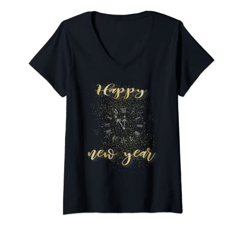 Damen Happy New Year Celebration Silvester T-Shirt mit V-Ausschnitt von Happy new year celebration New Year's Eve outfit