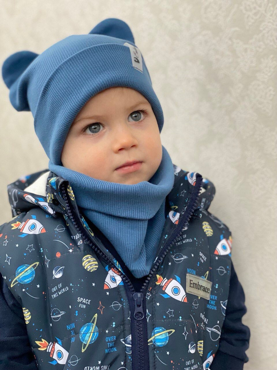 Blaue Babymütze Mit Schal/Babymütze/Baby Bär Mütze/Wintermütze/Geschenk Zur Geburt/Rippenmütze/Babymütze/Wintermütze/ von HappyBabyEU