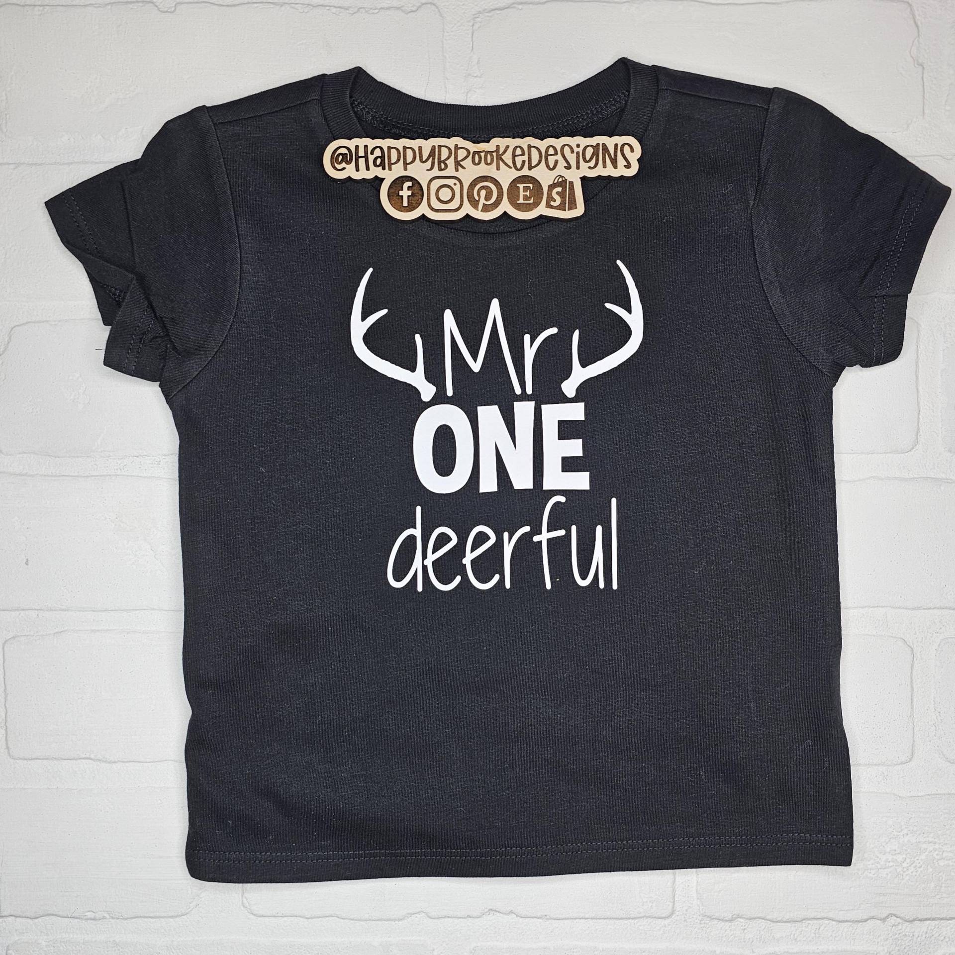 Mr Onedeerful - Hirsch 1. Geburtstag Shirt Geweih Vorder- Und Rückendesign Name Auf Der Rückseite Ein Jahr Wonderful Rustikale Jagd von HappyBrooke