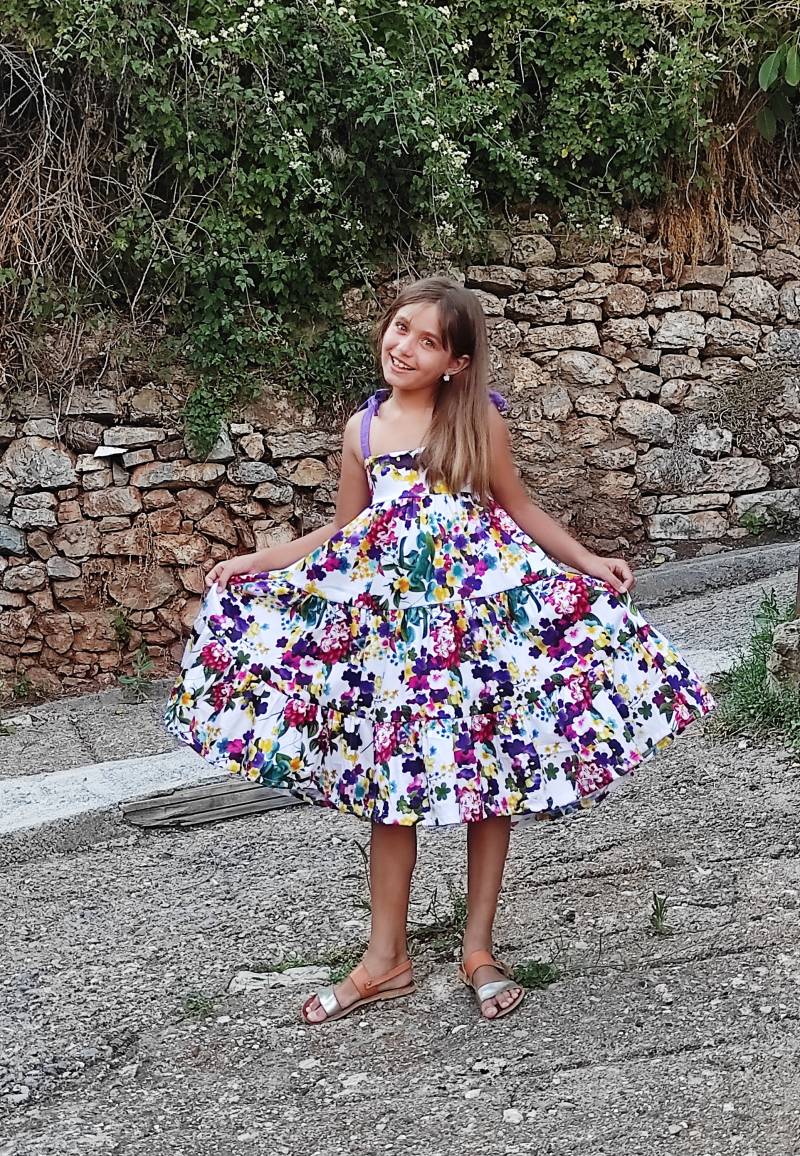 Blumenkleid Sommerkleid Blumendruck Mädchenkleid Kleinkinderkleid Sonnenkleid von HappyButtonStore