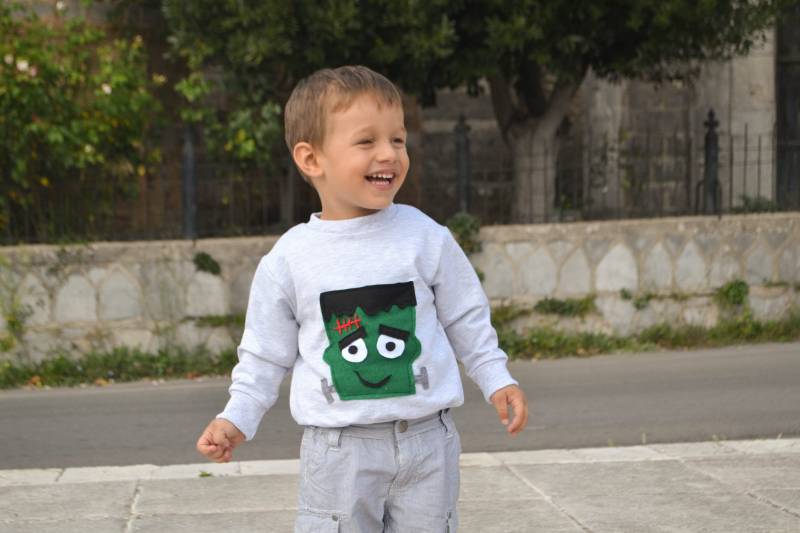 Frankestein Shirt Frankenstein Applikation Halloween Outfit Jungen Frankie Kostüm Monster von HappyButtonStore