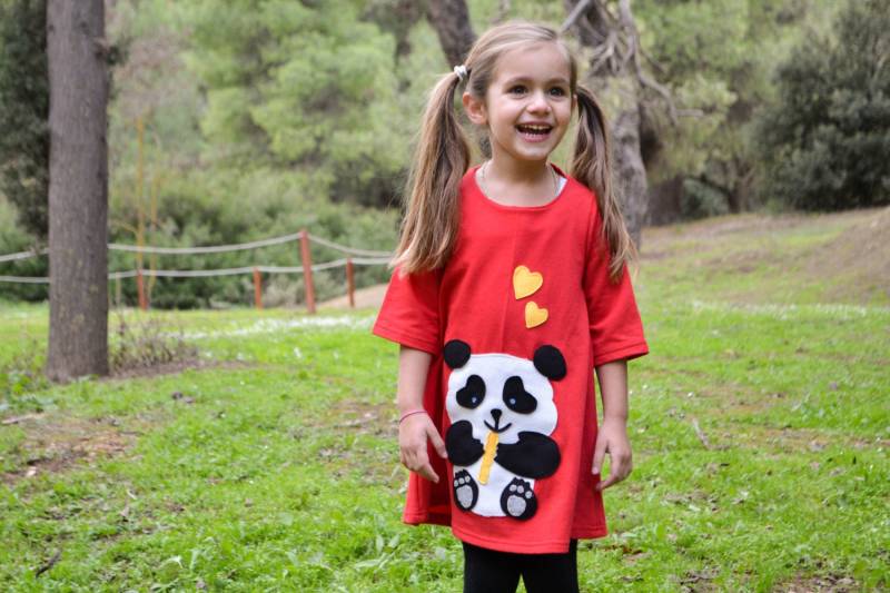 Panda Kleid Appliziert Süße Kleid Rotes Verspielt Handgemachte Mädchen Panda-Liebhaber Tier-Liebhaber-Party-Kleid Geburtstag von HappyButtonStore