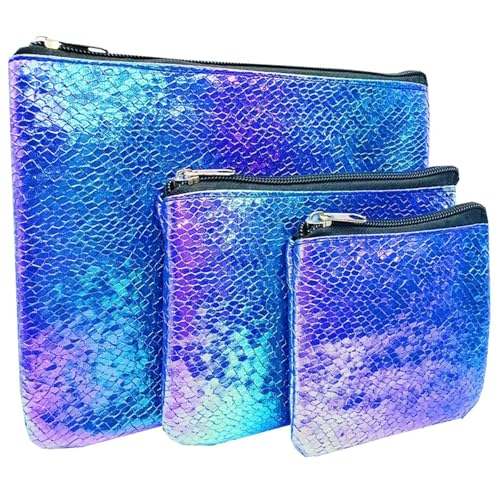 HappyDaily 3 schöne und multifunktionale wasserdichte Make-up-Taschen oder Kosmetiktaschen oder Reise-Kulturbeutel oder Aufbewahrungstasche oder Geldbörse für Damen und Mädchen (Blau und Lila) von HappyDaily