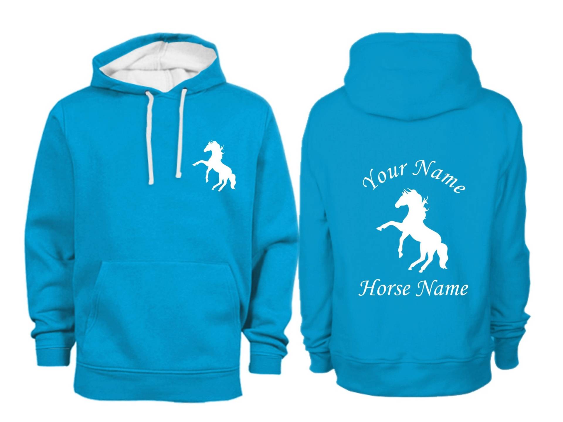 Personalisierte Kontrast Aufziehen Pferd Hoodie H12 Personalisierte Kontrast Aufziehen Pferd Hoodie H12 von HappyDazePrintShop