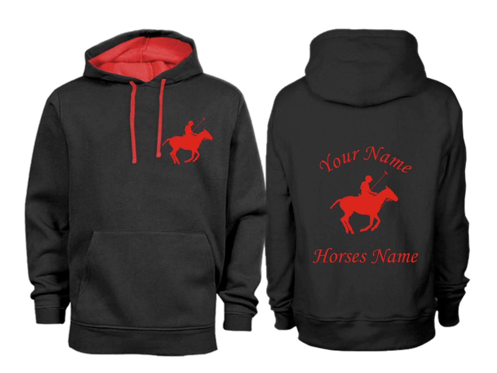Personalisierte Kontrast Polo Pferd Hoodie H16 Personalisierte Kontrast Polo Pferd Hoodie H16 von HappyDazePrintShop