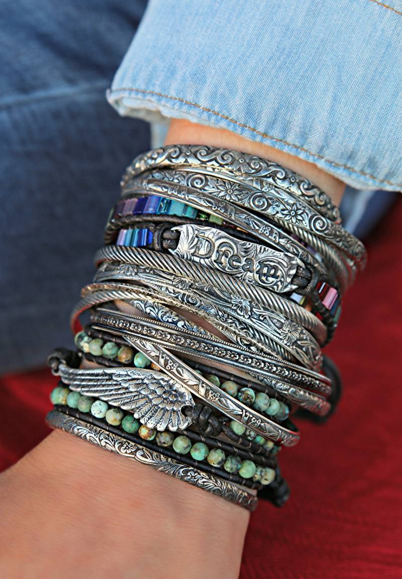 Boho Stacking Armbänder, Schmuck, Stacker Cuffs, Manschettenarmbänder, Sterling Silber Cuffs Style von HappyGoLicky