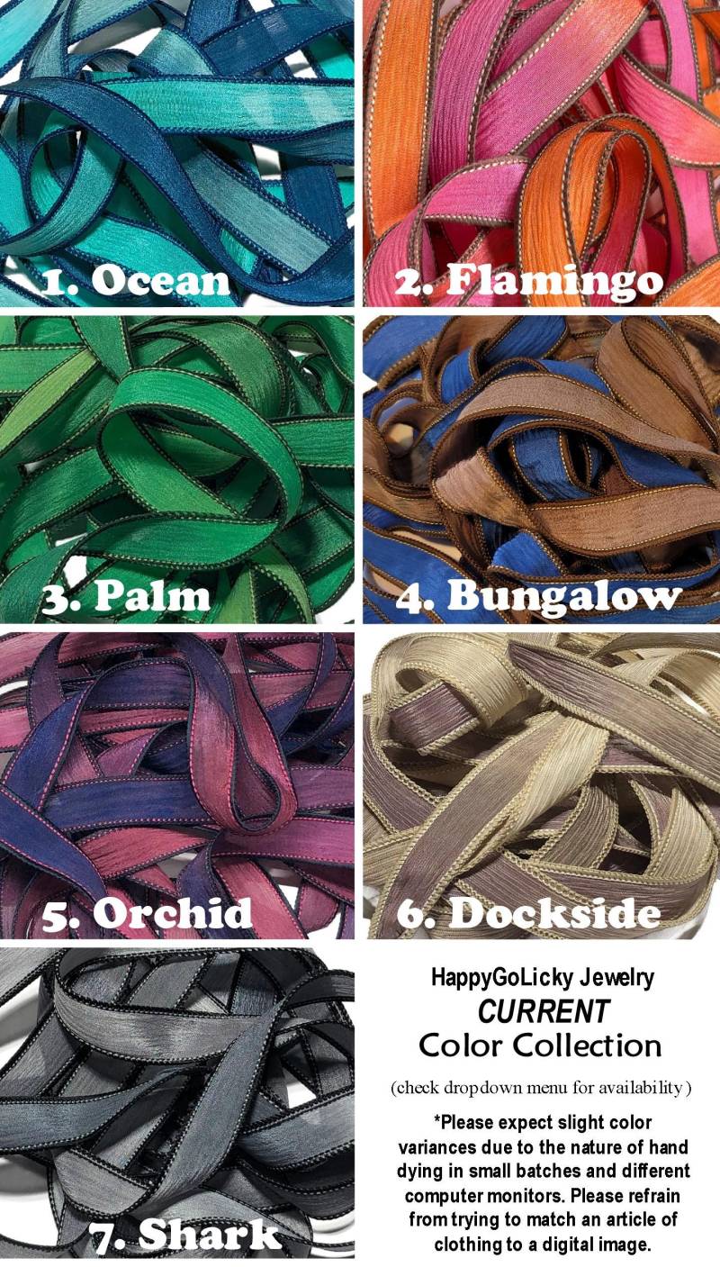 Seidenwickelarmband Ersatz Fairy Crinkle Bänder, Extra Handgefärbte Seidenbänder, Pink, Grün, Silber, Blau, Seidenarmband, Handgefertigte Seide von HappyGoLicky