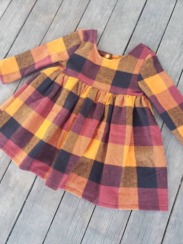 Versandfertig, Thanksgiving Kariertes Flanellkleid Für Mädchen Größe 7 Und 8 Herbst Urlaub Kleid, Party Familien Bilder, Gemütliches Kleid Kinder von HappyHandmadeCo