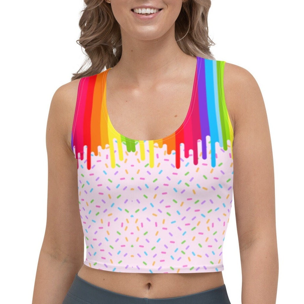 Candy Crop Top Mit Regenbogen Eistropfen Und Streuseln. Perfekt Für Yoga, Candyland Party, Festival Oder Einhorn Party von HappyHeartAustralia