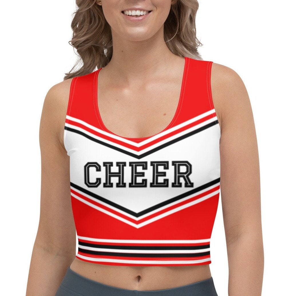 Cheer Babe Cheerleader Crop Top in Rot Weiß Schwarz. Süßes Set Für Training, Party, Kostüm, Fans, Sport, Fußball, Fußball von HappyHeartAustralia