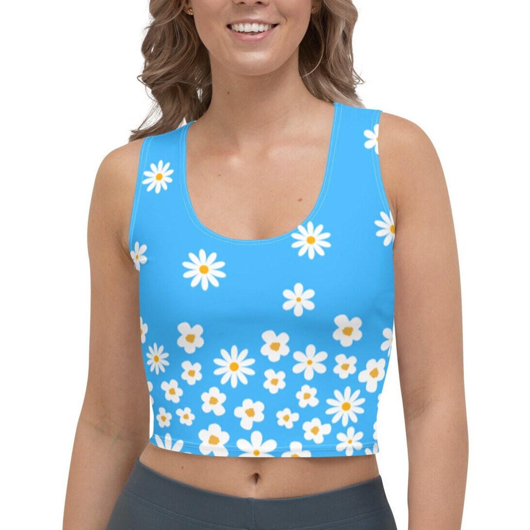 Field Of Daisies Crop Top 70Er Retro Blumenkind Hippy Vibes Für Festival Yoga Rave Brunch Oder Relaxen von HappyHeartAustralia