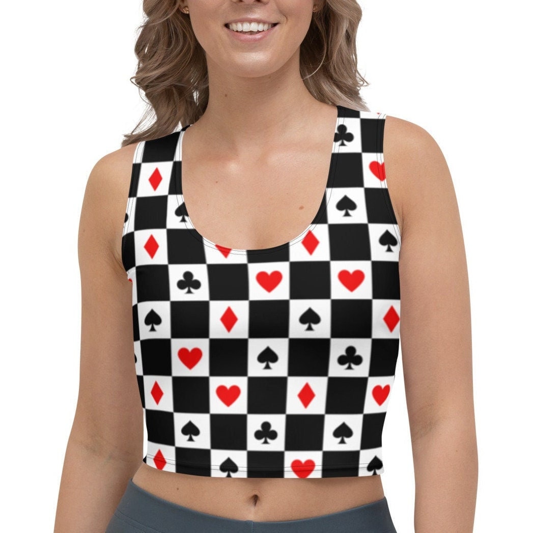 Queen Of Hearts Karte Crop Top in Schwarz Weiß Und Rot. Perfekt Für Games Night, Casina, Festival, Party, Casual, Emo von HappyHeartAustralia