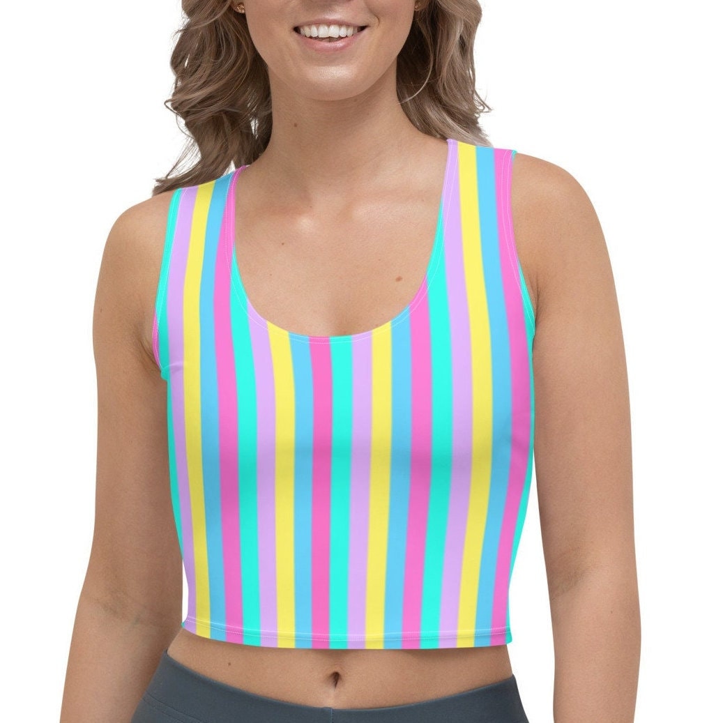 Regenbogen Streifen Crop Top Für Yoga, Festival, Party, Entspannung von HappyHeartAustralia