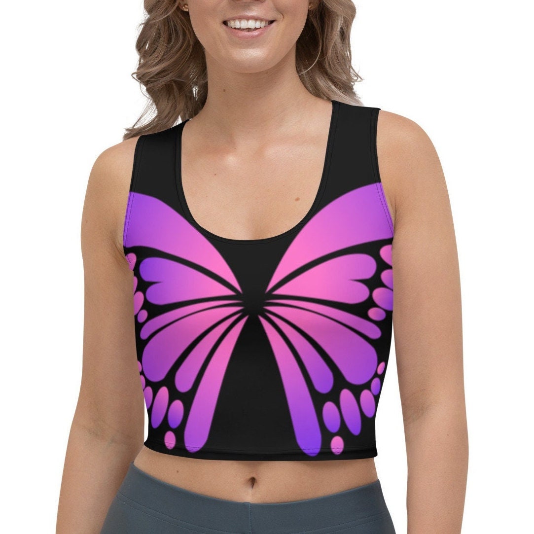 Schmetterling Crop Top Für Yoga, Festivals, Gym, Rave, Party Geschenk Bunt Hell von HappyHeartAustralia