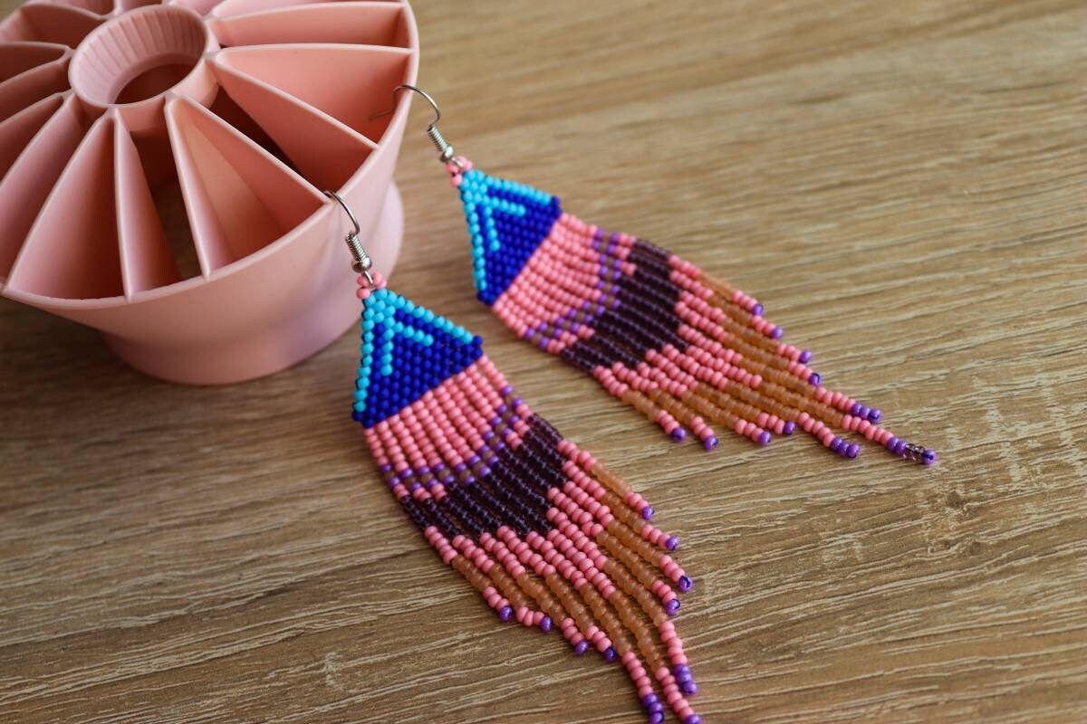Rosa Quasten Ohrringe Strand Rosa Quasten Ohrringe Strand von HappyJewelryHelga