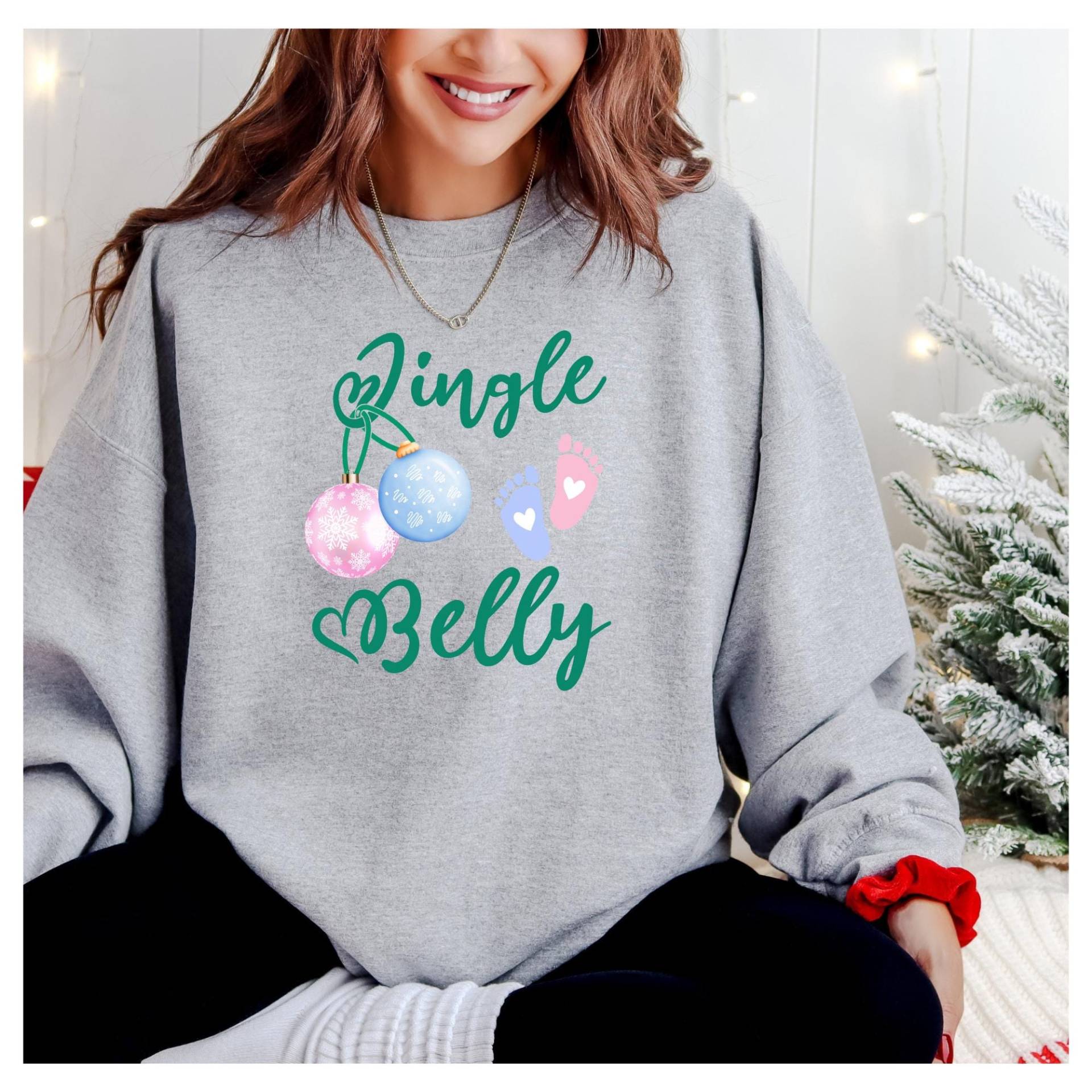 Damen-Sweatshirt Für Werdende Mamas, Jingle Belly, Schwangerschaft-Sweatshirt, Pulli Mit Botschaft, Weihnachten von HappyLifeProduction