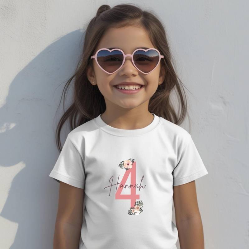 Geburtstagsshirt Zahl Blumen Name|Geburtstagskind|Geburtstags T-Shirt|Personalisiert|Langarm Shirt|4 5 6 7 8 9 10 11 12 13 14 Jahre von HappyNotic