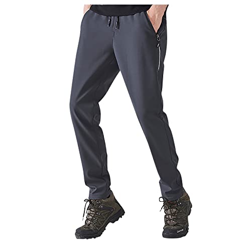 HappyQn Herren Softshell Hose Outdoorhose Herren Softshellhose Warm Fleece Gefüttert Arbeitshose Winter Trekkinghose Wanderhose Baumwollwattierte Hose Freizeithose Freizeithosen von HappyQn
