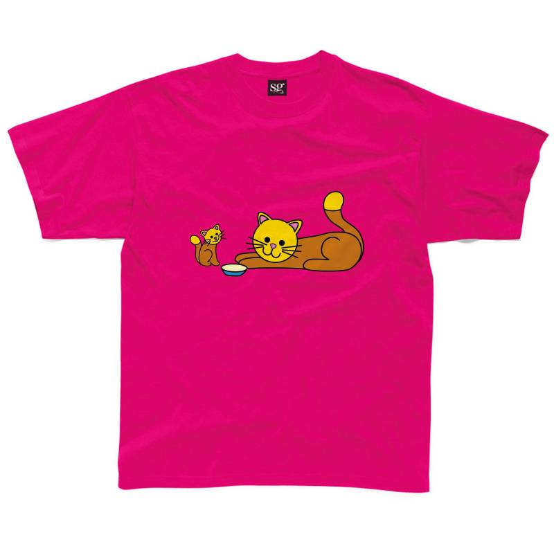 Katze Und Kätzchen Kinder T-Shirt Erhältlich in Royal-Blau, Rosa, Türkis, Gelb, Grau von HappyRobinClothing