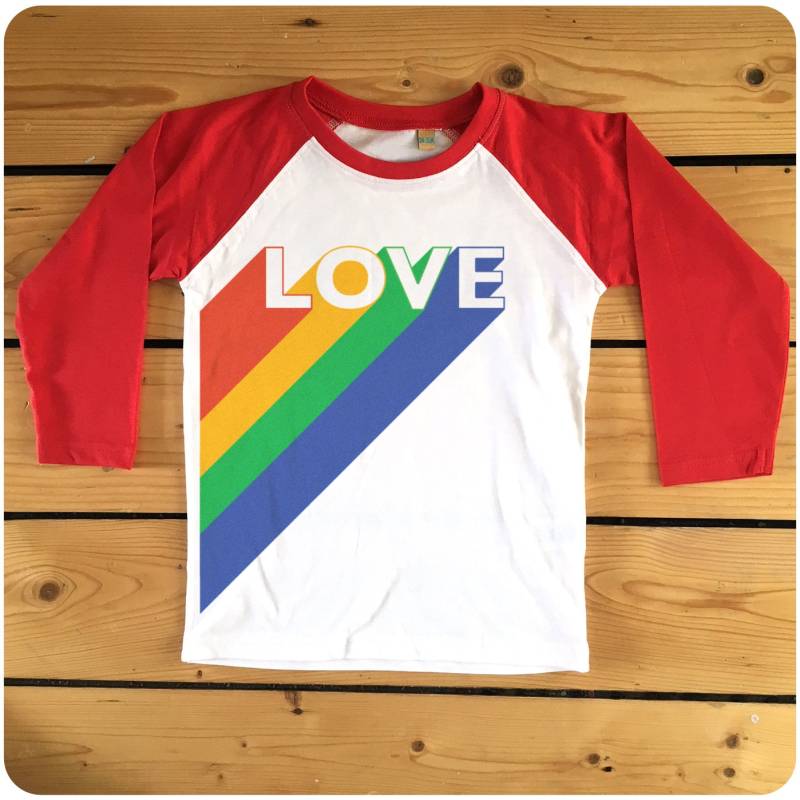 Liebe Rainbow Schlagschatten Rot Oder Marine Raglan Langarm-Baseball von HappyRobinClothing
