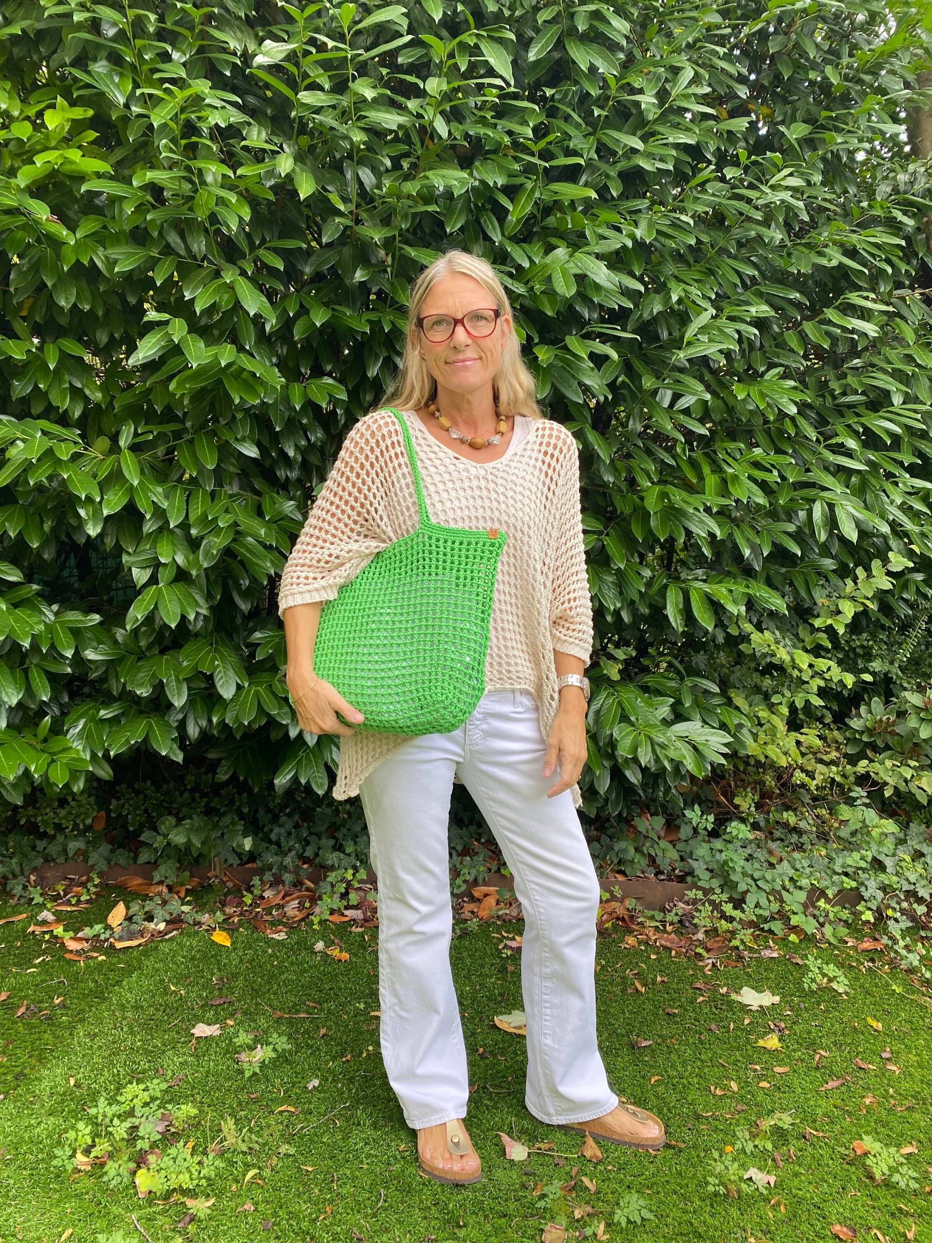 Häkeltasche, Grüne Einkaufstasche, Einkaufsnetz Tasche, Strandtasche, Bohochic Stil, Sommer Taschen, Happyschick Taschen von HappySchick