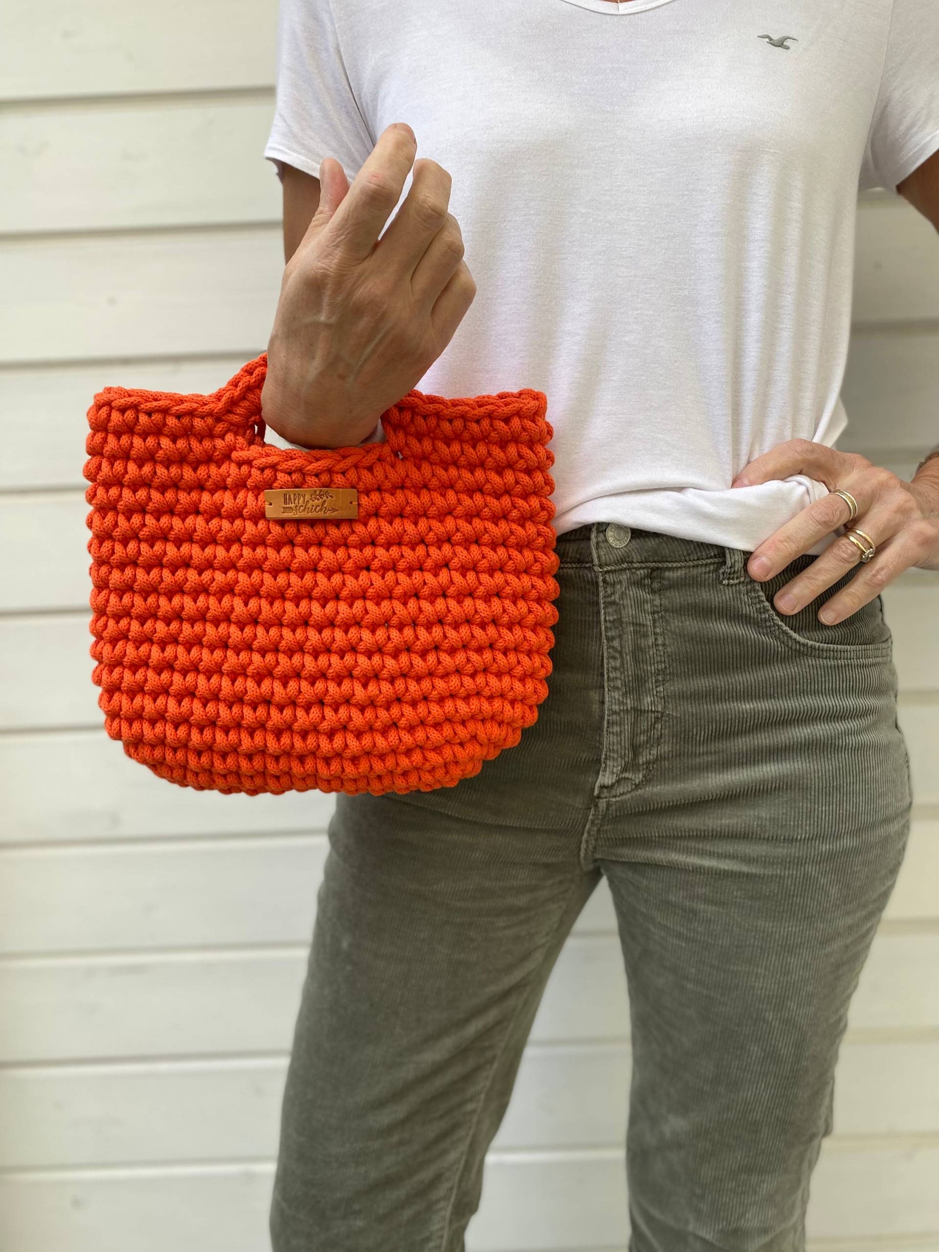 Kleine Häkelhandtasche, Orange Häkeltasche, Clutch Gehäkelt, Sommer Tasche, Handtasche, Häkeltasche Skandinavisher Stil, Für Damen von HappySchick