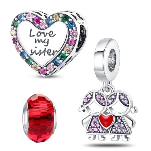 HappyStar Silber 925 Charms Anhänger für Armbänder, Combination Dangle Anhänger Bead Charms für Damen Kompatibel mit Pandora Europäischen Armbändern und Halskette （Mit Spacer Beads von HappyStar