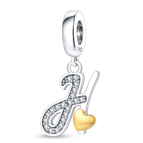 A-Z Alphabet Charms Anhänger silber 925,Bead Charms für Damen, Kompatibel mit europäischen Armbändern und Halskette von HappyStar