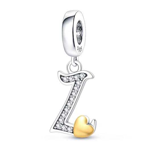 A-Z Alphabet Charms Anhänger silber 925,Bead Charms für Damen, Kompatibel mit europäischen Armbändern und Halskette von HappyStar