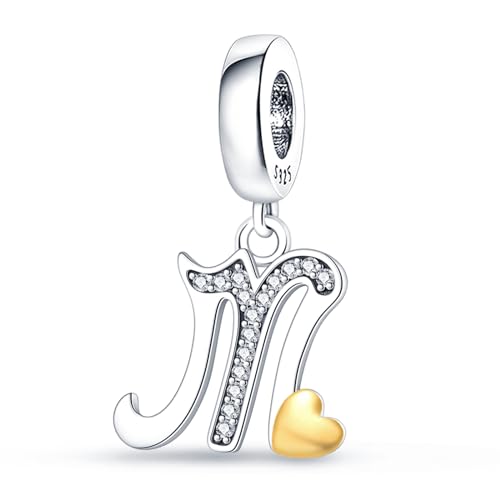 A-Z Alphabet Charms Anhänger silber 925,Bead Charms für Damen, Kompatibel mit europäischen Armbändern und Halskette von HappyStar