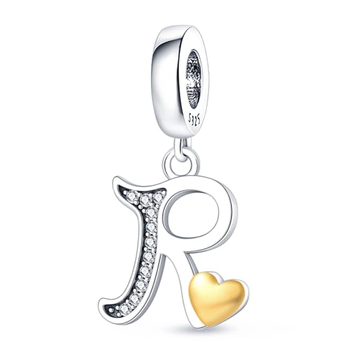 A-Z Alphabet Charms Anhänger silber 925,Bead Charms für Damen, Kompatibel mit europäischen Armbändern und Halskette von HappyStar