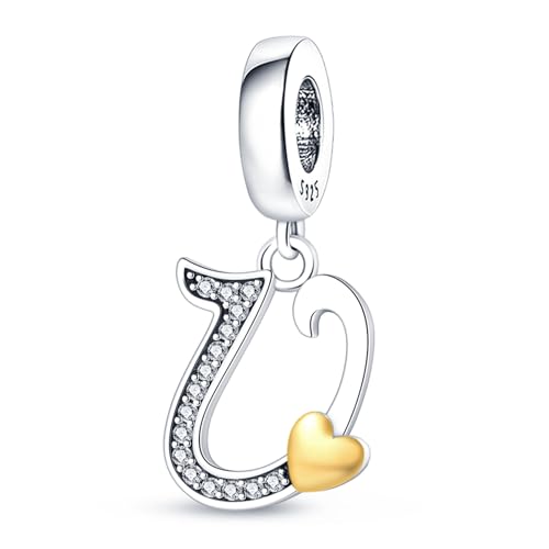 A-Z Alphabet Charms Anhänger silber 925,Bead Charms für Damen, Kompatibel mit europäischen Armbändern und Halskette von HappyStar