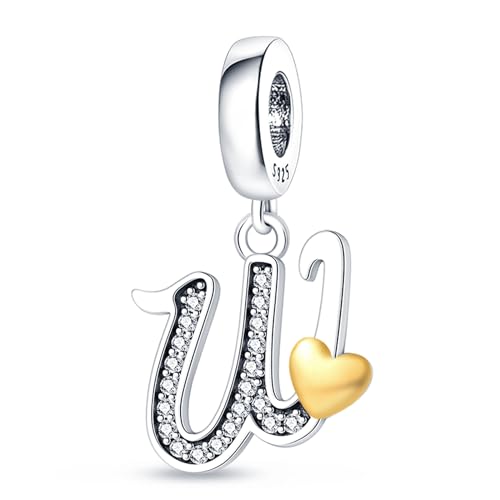 A-Z Alphabet Charms Anhänger silber 925,Bead Charms für Damen, Kompatibel mit europäischen Armbändern und Halskette von HappyStar