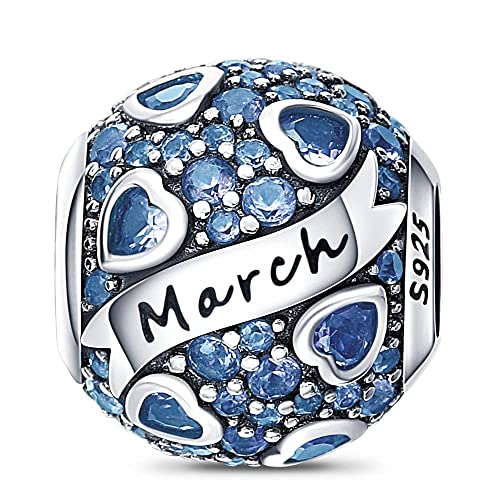 HappyStar 925 Sterling Silber Birthstone Charms ，Fits Charms Armbänder für Frau, mit 5A Cubic Zirkonia Dangle Anhänger Bead, Happy Birthday Charms für Armband von HappyStar