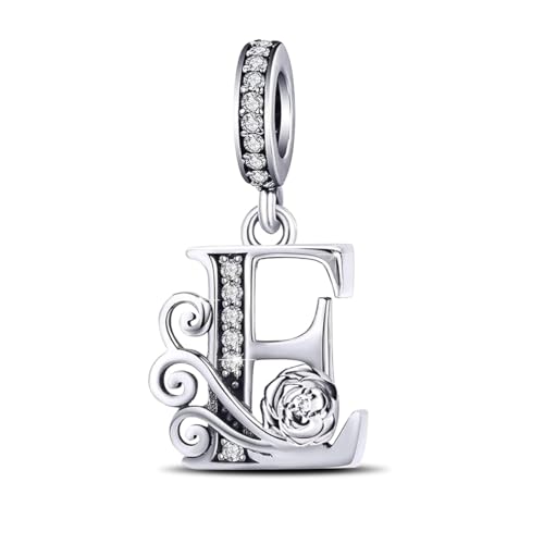 HappyStar 925 Sterling Silber Charm Buchstabe Bead Charms für Damen Rose Alphabet Initial Dangle charm anhänger Fit für Pandora europäischen Armband von HappyStar