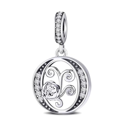 HappyStar 925 Sterling Silber Rose Letter Charms Alphabet Initial Bead Charm Anhänger fit Armband damen Schmuck Geschenk von HappyStar
