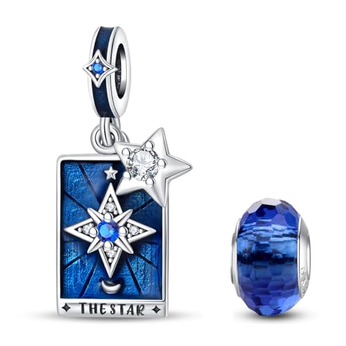 HappyStar 925 Sterling Silber Rose Blume Charme Tarot Karte Anhänger Bead Charms für Damen für Pandora Europäische Armbänder Halsketten Schmuck von HappyStar