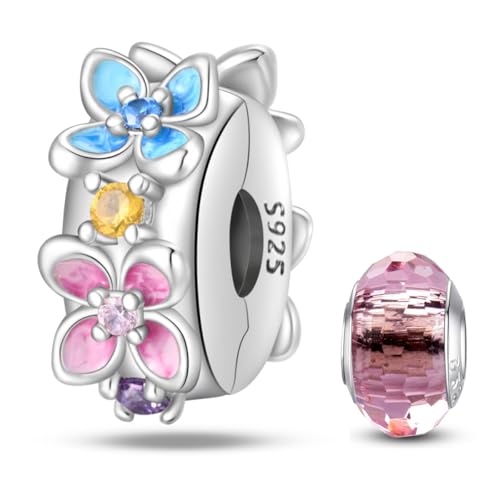 HappyStar 925 Sterling Silber Stopper Spacer Bead Charms für Damen Clip Charms anhänger Kompatibles Pandora Armband (With One Space Bead) von HappyStar