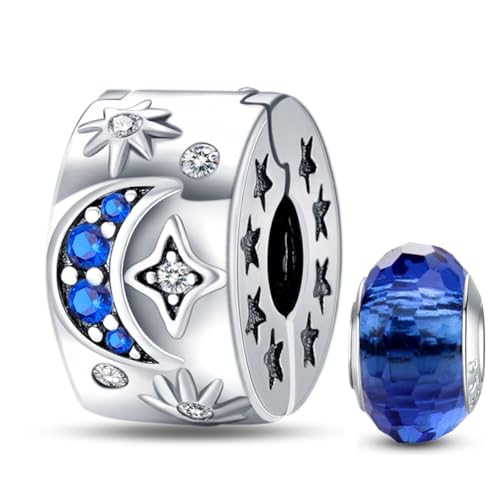 HappyStar 925 Sterling Silber Stopper Spacer Bead Charms für Damen Clip Charms anhänger Kompatibles Pandora Armband (With One Space Bead) von HappyStar