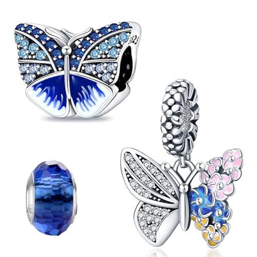 HappyStar Silber 925 Charms Anhänger für Armbänder, Combination Dangle Anhänger Bead Charms für Damen Kompatibel mit Pandora Europäischen Armbändern und Halskette （Mit Spacer Beads von HappyStar