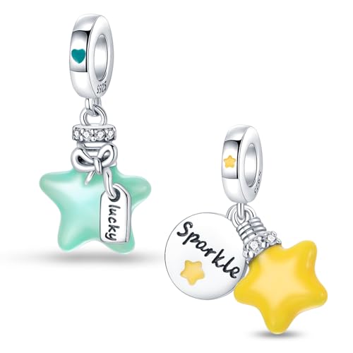 HappyStar Silber 925 Charms Anhänger für Armbänder, Combination Dangle Anhänger Bead Charms für Damen Kompatibel mit Pandora Europäischen Armbändern und Halskette (Mit Spacer Beads HappyStar Silber 925 Charms Anhänger für Armbänder, Combination Dangle Anhänger Bead Charms für Damen Kompatibel mit Pandora Europäischen Armbändern und Halskette (Mit Spacer Beads von HappyStar