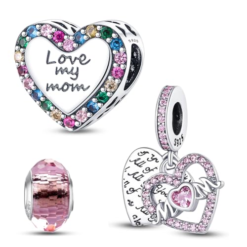 HappyStar Silber 925 Charms Anhänger für Armbänder,Combination Dangle Anhänger Bead Charms für Damen Kompatibel mit Pandora Europäischen Armbändern und Halskette （Mit Spacer Beads von HappyStar