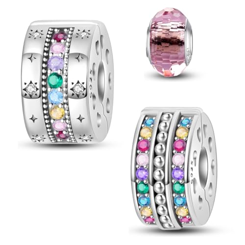 HappyStar Silber 925 Charms Anhänger für Armbänder,Combination Dangle Anhänger Bead Charms für Damen Kompatibel mit Pandora Europäischen Armbändern und Halskette （Mit Spacer Beads von HappyStar